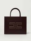 Elisabetta Franchi Structured Tote Bag With Dual Handles And Gold-tone Logo In Purple