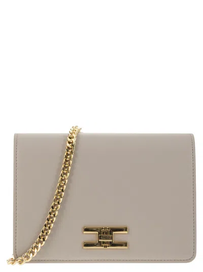 Elisabetta Franchi Shoulder Bag With Gold Swivel Logo In Perla