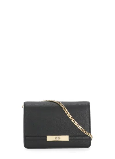 Elisabetta Franchi Shoulder Bag With Logo In Black