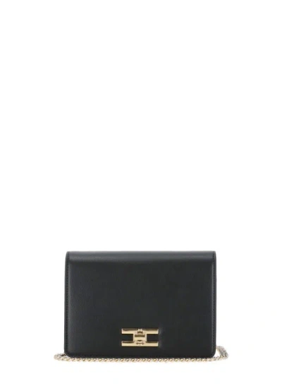 Elisabetta Franchi Shoulder Bag With Logo In Black