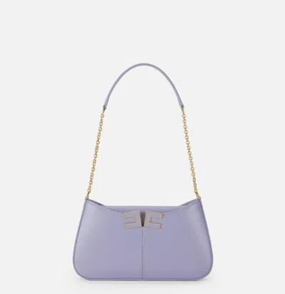 Elisabetta Franchi Shoulder Bag With Logo Detail In Purple