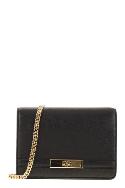 Elisabetta Franchi Shoulder Strap With Groumette Chain In Black