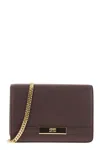Elisabetta Franchi Shoulder Strap With Groumette Chain In Brown