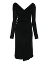 Elisabetta Franchi Side-button Draped Dress In Black