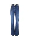Elisabetta Franchi Side Button Placket Bell-bottom Stretch Jeans