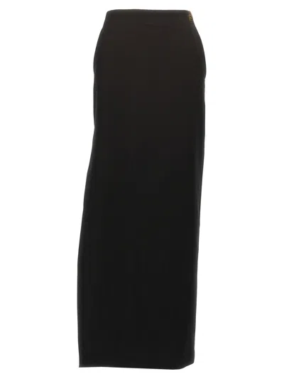 Elisabetta Franchi Side Slit Maxi Skirt In Black