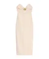 Elisabetta Franchi Midi Dress With Gold Metal Detail In White