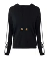 Elisabetta Franchi Side-stripe Hooded Jumper In Black