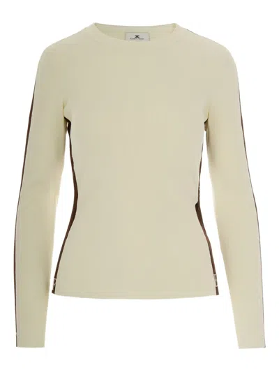 ELISABETTA FRANCHI SIDE-STRIPE RIBBED TOP