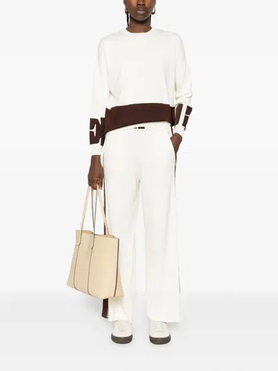 Elisabetta Franchi Side-stripe Trousers In Neutral