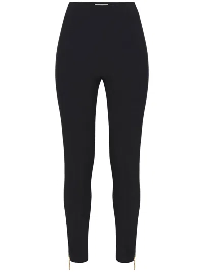 Elisabetta Franchi Straight Slim Fit High Waisted Cropped Trousers In Black