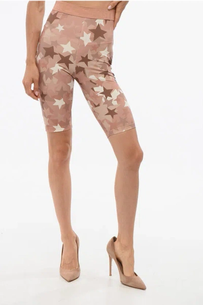 Elisabetta Franchi Side Zipped Live Fast Biker Leggings In Pink