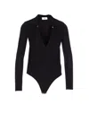 Elisabetta Franchi Silk And Viscose Knit Bodysuit With Chain In Black
