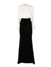 Elisabetta Franchi Silk Blend Midi Dress With Long Sleeves In Black