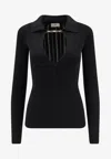Elisabetta Franchi Silk-blend V-neck Sweater In Black
