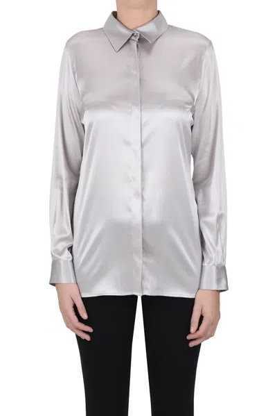 Elisabetta Franchi Silk Blouse In Light Grey