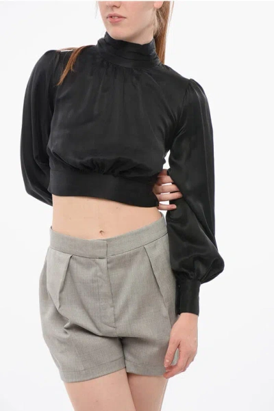 Elisabetta Franchi Silk Blouse With Back Lace-up Detail In Black