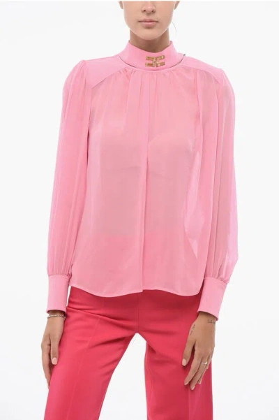 Elisabetta Franchi Silk Blouse With Padded Shoulders