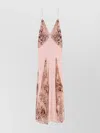Elisabetta Franchi Red Carpet Dress In Silk Georgette Fabric And Embroidered Lace
