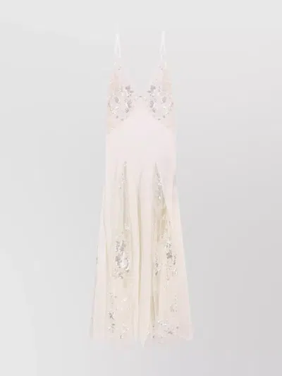 Elisabetta Franchi Silk Georgette And Lace Dress For Special Events