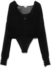 Elisabetta Franchi Silk Georgette Bodysuit In Black