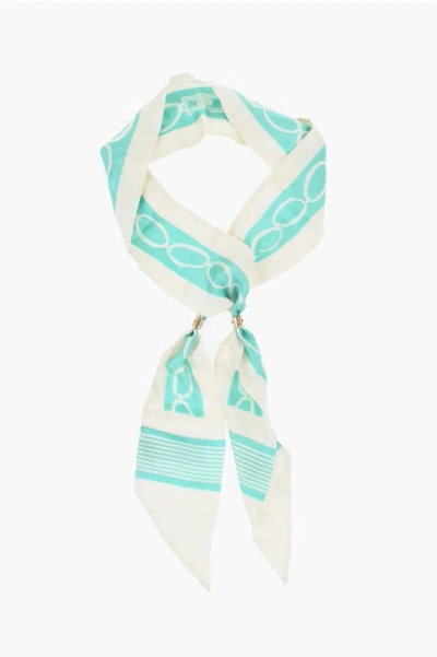 Elisabetta Franchi Silk Printed Foulard In Blue