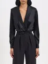Elisabetta Franchi Silk Satin Bodysuit In Black