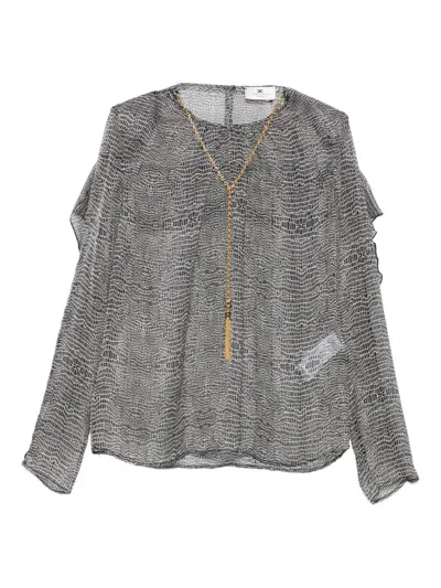 Elisabetta Franchi Silk Shirt In Gray