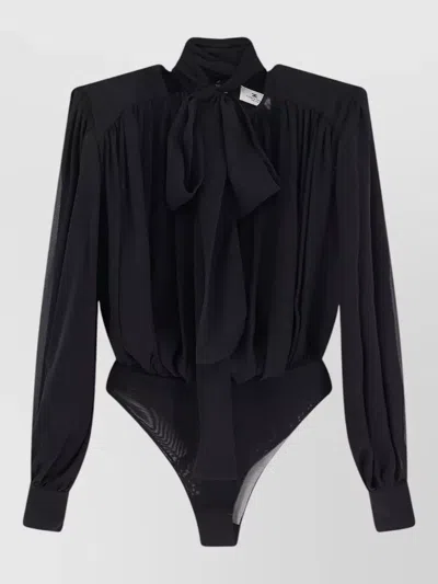 Elisabetta Franchi Silk Shirt Bow Detail High Neckline In Multi