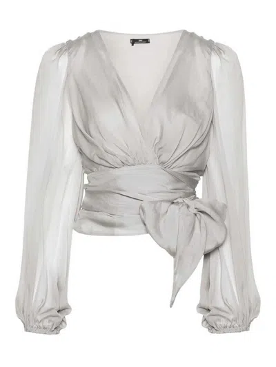 Elisabetta Franchi Silk Shirt In Light Grey