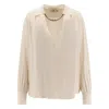 Elisabetta Franchi Jewel Detailed Georgette Blouse In Neutral