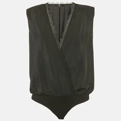 Elisabetta Franchi Silk Sleeveless Bodysuit In Black