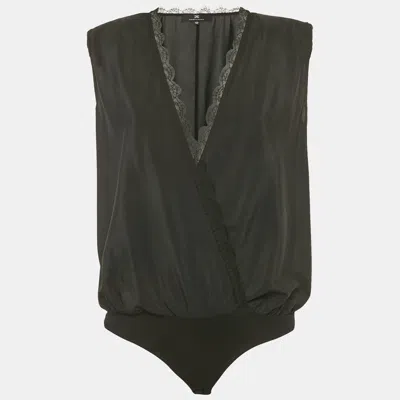 Pre-owned Elisabetta Franchi Silk Sleeveless Bodysuit M In Black