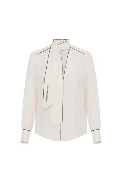 Elisabetta Franchi Silk Viscose Shirt With Flowing Silhouette In White