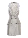 Elisabetta Franchi Shiny Blazer Dress In Silver