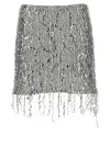 Elisabetta Franchi Silver Embroidered Sequin Mini Skirt In Silver