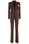 Elisabetta Franchi Single-breasted Tailored Suit With Flared Pants In Brown
