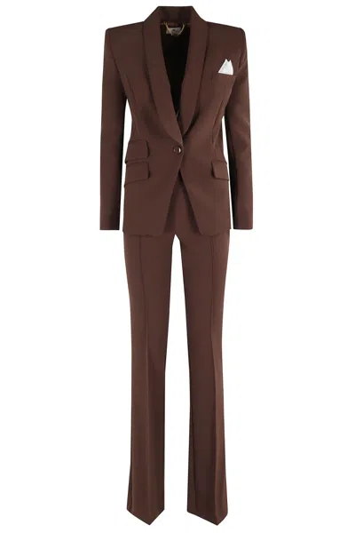 ELISABETTA FRANCHI ELISABETTA FRANCHI SINGLE-BREASTED BLAZER AND FLARED TROUSER SET