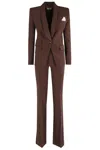 Elisabetta Franchi Single-breasted Blazer And Flared Trouser Set In Brown