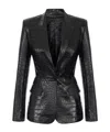 Elisabetta Franchi Crocodile Effect Blazer Flap Pockets In Black