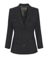 Elisabetta Franchi Single-breasted Crepe Blazer In Green