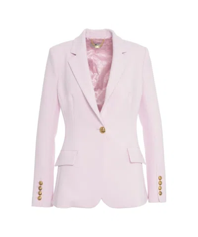 Elisabetta Franchi Single-breasted Blazer In Crepe In Pink