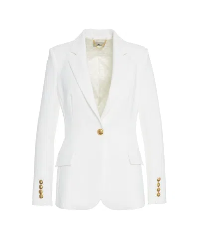 Elisabetta Franchi Single-breasted Blazer In Crepe In White