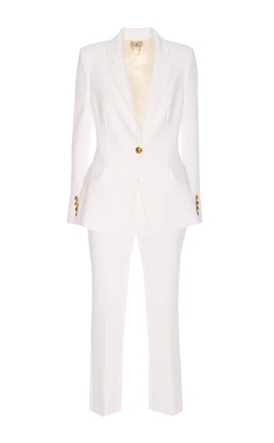Elisabetta Franchi Single-breasted Crepe Suit In White