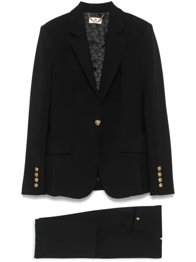 Elisabetta Franchi Single-breasted Crpe Suit In Black