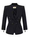 Elisabetta Franchi Tailored Blazer With Padded Shoulders And Peak Lapels In Black
