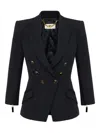 Elisabetta Franchi Tailored Blazer With Padded Shoulders And Peak Lapels In Black