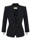 Elisabetta Franchi Tailored Blazer With Padded Shoulders And Peak Lapels In Black
