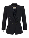 Elisabetta Franchi Tailored Blazer With Padded Shoulders And Peak Lapels In Black