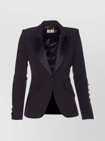 Elisabetta Franchi Single-breasted Jacket With Notched Lapel In Purple